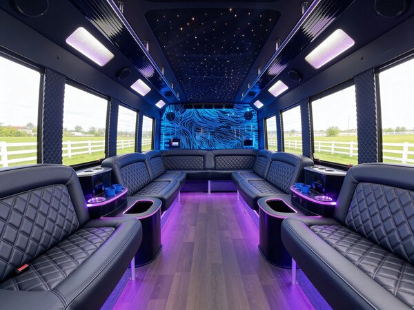 18 passenger party bus interior